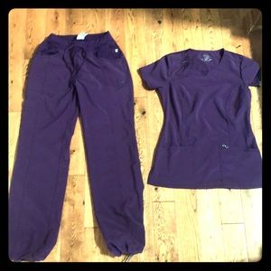 XS Cherokee Infinity purple scrub set